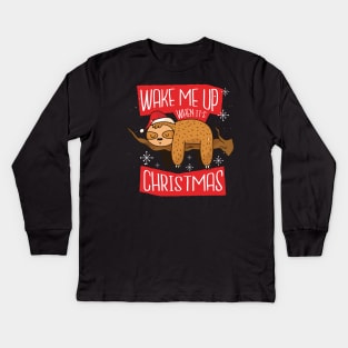 Christmas Sloth Kids Long Sleeve T-Shirt